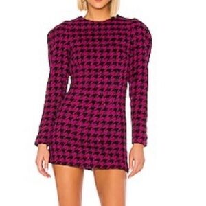 House of Harlow 1960 x Revolve Pink & Black Houndstooth Mini Dress Small